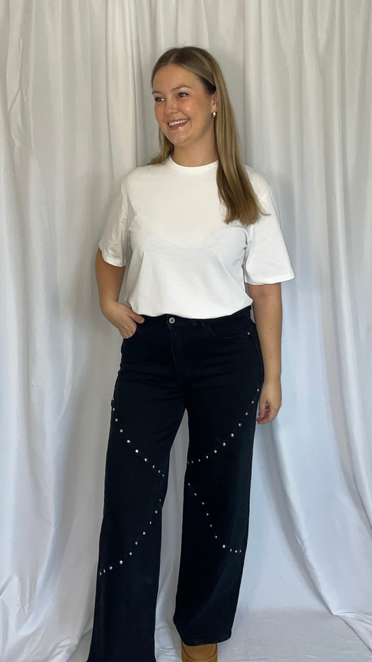 ZWARTE BROEK MET STUDS